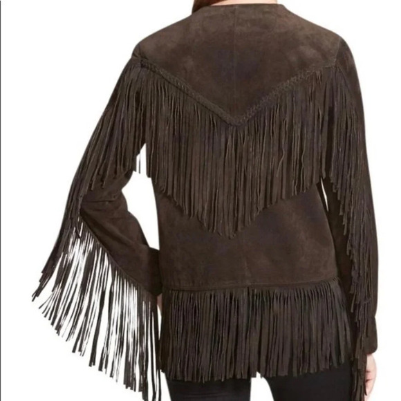 Blank NYC Brown Leather Suede Nuback Fringe Jacket Women's Size XS - Picture 1 of 13